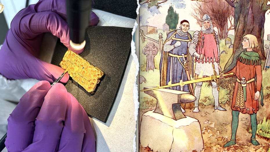 Real-life Excalibur? Man on a hike uncovers gold sword relic hidden under tree Education NT